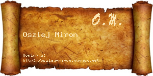 Oszlej Miron névjegykártya